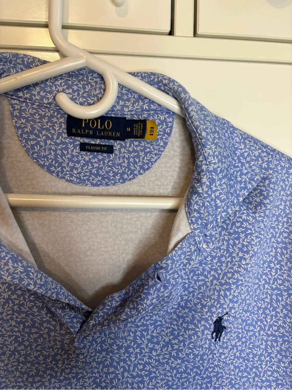 Polo Ralph Lauren light blue floral microprint golf polo shirt size M